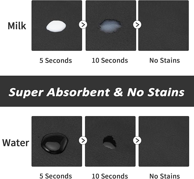 Dog Food Mat - Absorbent Cat Mat for Food and Water, No Stains Pet Feeding Bowl Mat, Easy to Clean Pet Placemats, Quick Dry Dog Water Dispenser Mat for Messy Drinkers | Paw Black 16"x 24"