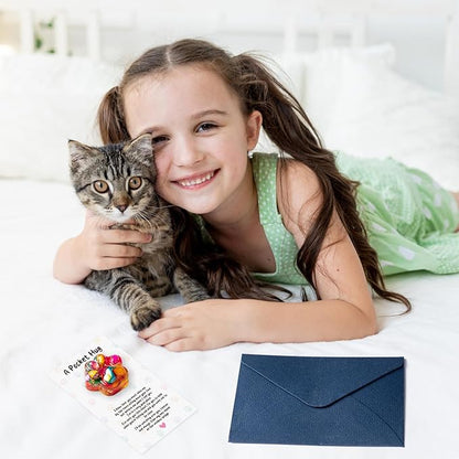 Loss of Pet Sympathy Gift - 3 Pack Colorful Mini Paw Pocket Hug with Memorial Card Envelope Remembrance Bereavement Gift Loss of Dog Cat Sympathy Favor Kid Adult Pet Lover Stress Relief Toy