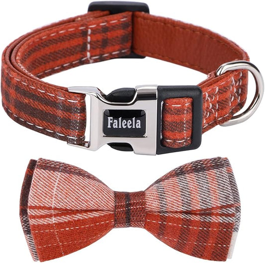 Faleela Soft &Comfy Bowtie Dog Collar,Detachable and Adjustable Bow Tie Collar,for Small Medium Large Pet (Medium (Pack of 1), Orange)