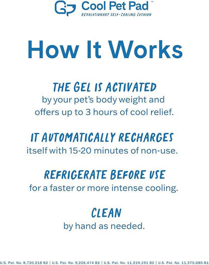 The Green Pet Shop Cool Pet Pad - Small, Sage Grey - Self-Cooling, Pressure Activated Mat for Dogs & Cats from 9-20 lbs - Non-Toxic Gel, No Water Needed