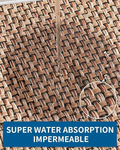 Kitchen Rug Sets and Mats Non Skid Washable, Absorbent Runner Rugs Sets for Kitchen Floor, Front of Sink, Kitchen Mats Set for Floor (Beige,17"x30"+17"x47")