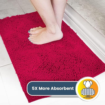 Muddy Mat® | Super Absorbent Door Mat Indoor, Microfiber Quick Dry Chenille Entryway Rug, Non-Slip Front Door Mat, Indoor Mats for Entryway, Machine Washable Pet Rug, Maroon 19"x30"