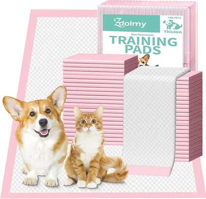 Pink Puppy Pee Pads, 18"x 24" 50 Count Disposable Puppy Pee Pad for Pet Toilet Training, Super Absorbent & Thick, Leak-Proof, Quick-Dry, Pet Potty Pads for Puppies, Dogs, Cats, Rabbits