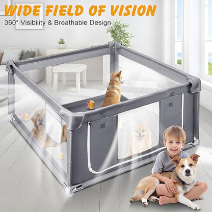 48x48x26 Inch Dog Playpen for Puppies and Small Dogs, Foldable Portable Indoor Pet Fence with Gate,Dog Play Enclosure