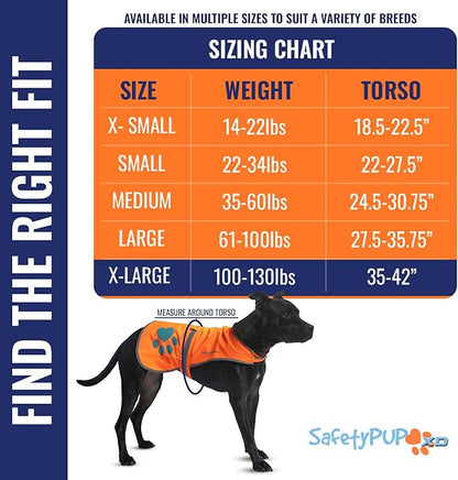 SafetyPUP XD Reflective Dog Vest. Hi-Visibility, Fluorescent Blaze Orange Dog Vest Helps Protect Your Best Friend. Safeguard Your PUP from Motorists & Hunting Accidents, On or Off Leash (X-Large)