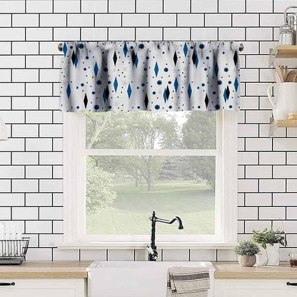 Mid Century Valance Curtains, Retro Atomic Starburst Vintage Modern Abstract Geometric Pattern 1950s Window Curtain Valance for Bedroom Living Room Kitchen 54x18inch