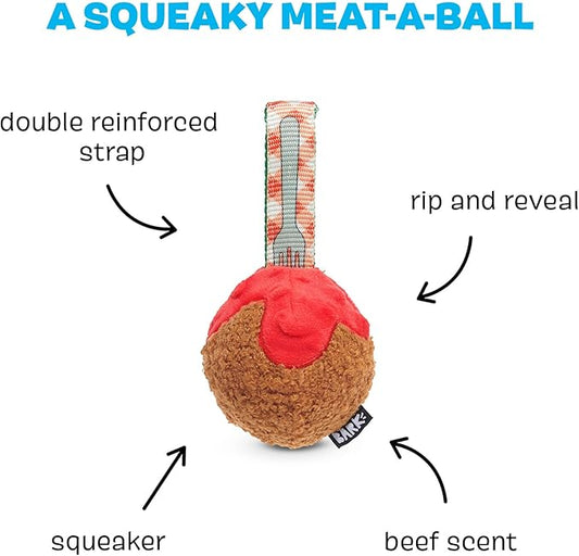 Barkbox BARK A Squeaky Meat -a-Ball Scented Rip & Reveal Dog Toy for Aggressive Chewers - Medium