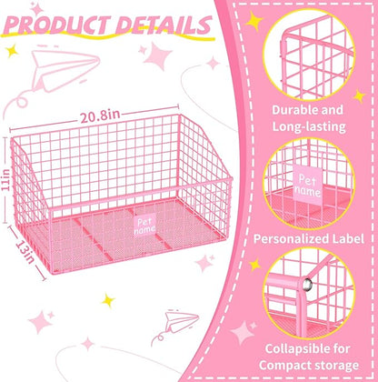 Indestructible Dog Toy basket, Large Toy Bin for Dogs,Pet Toy Bin Dog Metal Basket Organizer Storage for Toys Food Storage (Pink)