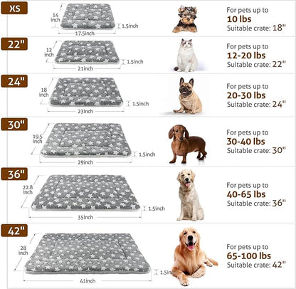 Mora Pets Cat Bed Dog Crate Pad Ultra Soft Pet Bed with Cute Star Print Washable Reversible for Small Dogs 14 x 17.5 inch 2 Pack Grey
