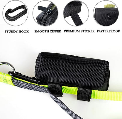 (2 Pack) Dog Poop Bag Holder, Poop Bag Holders for Leashes, CAKOVANO Doggie Waste Bag Dispenser Small Doggy Poop Bag Zipper Pouch with Carabiner Clip with 80 Pet Trash Bags, Black