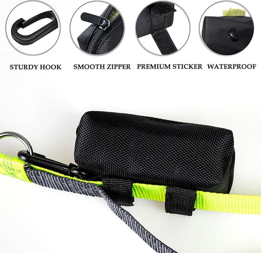 (2 Pack) Dog Poop Bag Holder, Poop Bag Holders for Leashes, CAKOVANO Doggie Waste Bag Dispenser Small Doggy Poop Bag Zipper Pouch with Carabiner Clip with 80 Pet Trash Bags, Black