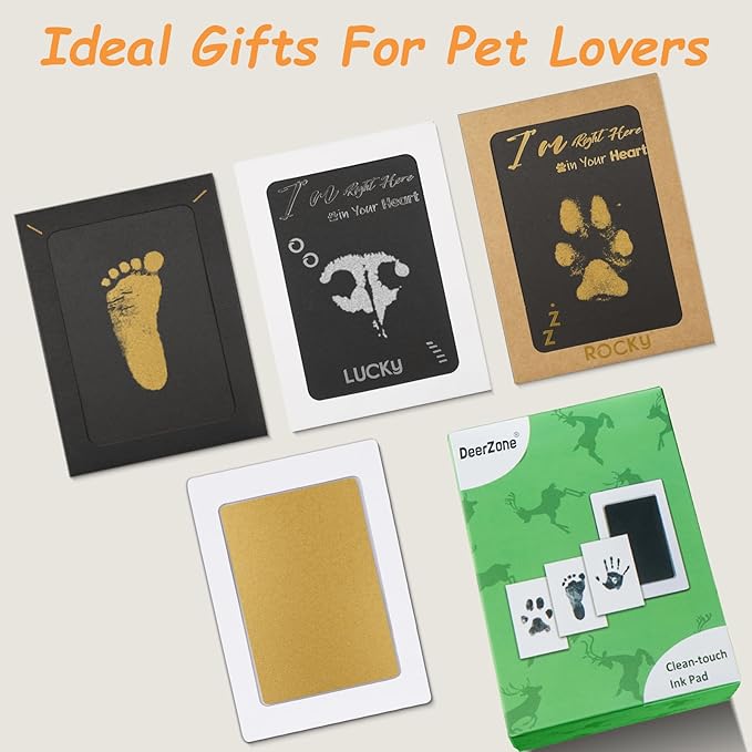 Inkless Paw Print Kit,Dog Paw Print Kit,Dog Nose Print Kit,Clean Touch Ink Pads and Imprint Cards,Pet Paw Print Impression Kit for Dogs Cats Footprint Keepsake