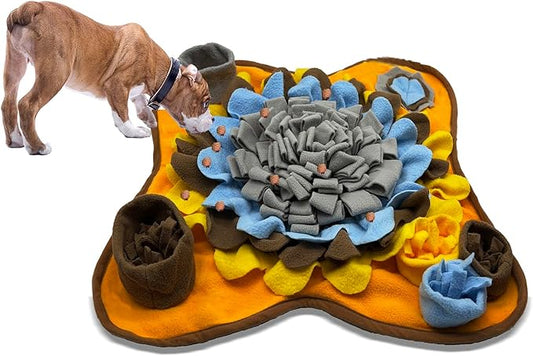 Dogs Snuffle Mat Pet Feeding Mats Puppy Sniffing Pad,Cat Doggies Interactive Puzzle Toys for Multiple Breeds Encourages Natural Foraging Skills,Training and Stress Release (Grey Brown)