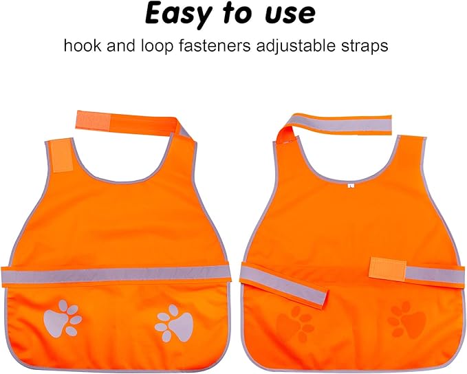 Geyoga 2 Pieces Dog Reflective Vest Adjustable Dog Safety Service Vest Pet High Visibility Apparel Pet Jacket Clothes Safeguard for Hunting Outdoor Walking Night(L,Blaze Orange, Fluorescent Yellow)