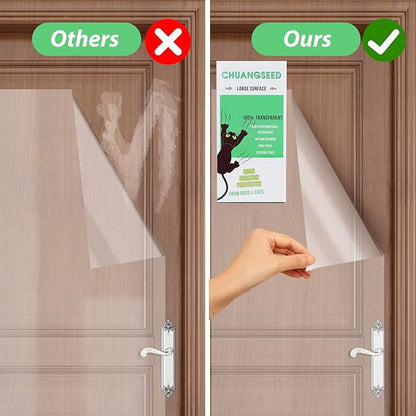 Door Protector from Dog Scratching 200" x 8.2" Cat Scratch Door Frame Single Sided Adhesive Protector Anti Dog Scratch Door Guard for Dogs Clear CHUANGSEED