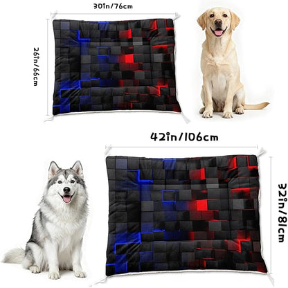 Dog Cat Bed Mat Ultra Soft Fluffy Pet Bed Washable Fashion Dog Crate Beds Comfy Comfy Pet Sleeping Pad Suitable for Pet Raised Bed(42"x32",Red Blue)