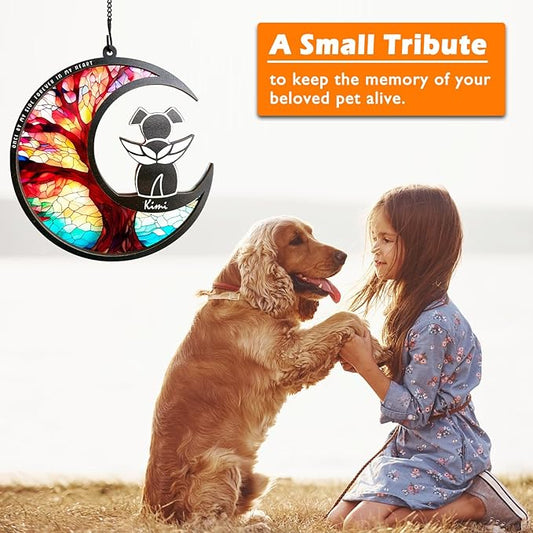 BamLue DIY Dog Angel Memorial Suncatcher, Memorial Gifts for Loss of Dog,Loss of Pet Sympathy Gift, Life Tree of Loss of Sympathy Gift