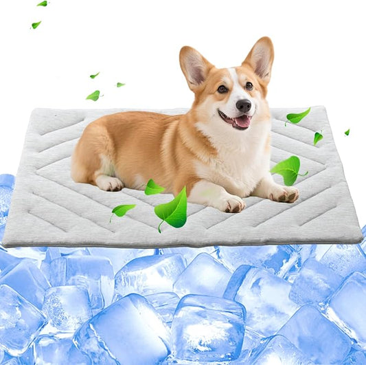 Dog Cooling Mat Self Coolings Foldable Cooling Pad for Dog in Summer Coolings Mat for Dogs and Cats Machine Washable (Rectangle,Gray, Large-48 L x 28" W)