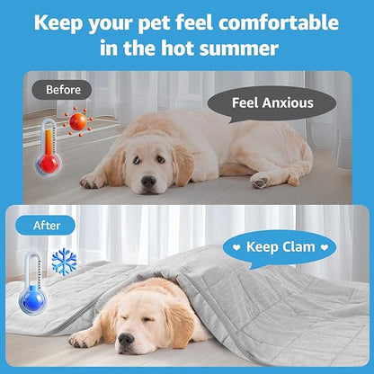Dog Cooling Blanket, 0.4 Q-MAX Cooling Blanket for Dogs Washable, Cool to Touch Pet Blanket Cooling Comforter Throw for Bed Cover, Soft Lightweight Cold Mats for Pet Summer Sleeping (30"×40"/Grey)