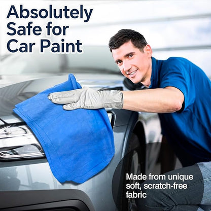Premium Extra Large Shammy Cloth for Car Drying 2pk (34”x25”)-Super Absorbent XL Chamois Towel for Car-Reusable Shammy Towel for Car, Bathroom,Pets, Dust Remove, No Spots/Streak/Scratch
