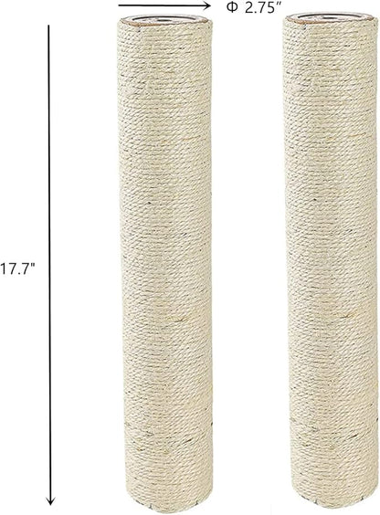 SHENGOCASE 17.7" L, Ø 2.75" Cat Tree Accessories Replacement Post Pole with M10 Bolt, DIY Cat Scratching Post Replacement Part Pole