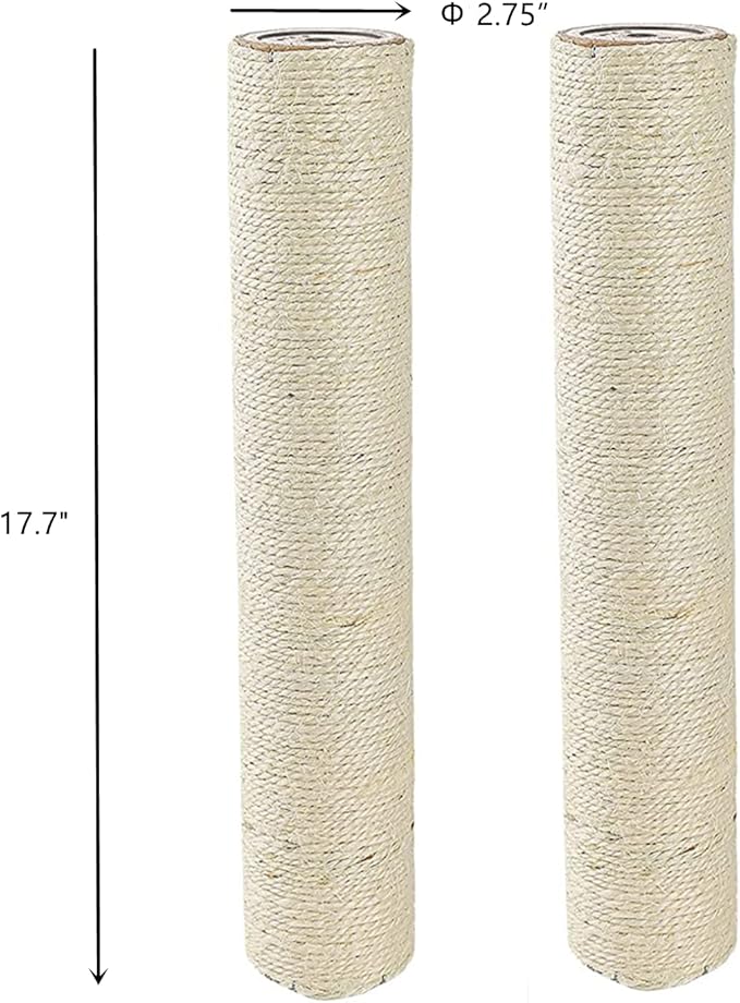 SHENGOCASE 2-Pack 17.7" L, Ø 2.75" Cat Tree Tower Accessories Replacement Post with M8 Bolt, DIY Cat Scratching Post Replacement Part Pole