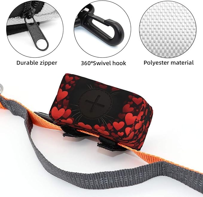 Dog Poop Bag Holder for Leashes - Lightweight Pet Waste Bags Dispenser Doggy Zippered Pouch for Puppy Walking Accessories(Cat)