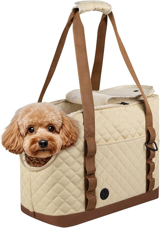 Dog Purse Carrier for Small Dogs, Soft Sided Pet Carrier with Pockets, Foldable Dog Carrier Purse for Puppy, Rabbit, Cat, Washable Breathable Pet Carrier, Dog Carrier Bag for Outdoor Shopping Travel