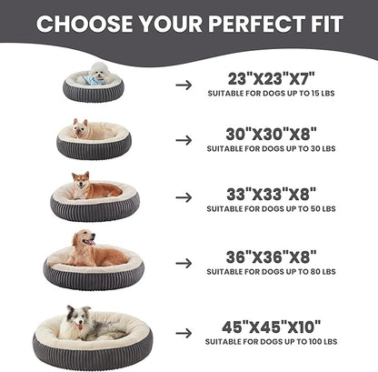 30 inches Donut Dog Bed for Medium Dogs,Calming Round Pet Bed with Removable Cover,Washable Milk Plush Faux Fur, Fits Pets up to 30 lbs(Charcoal,Medium)