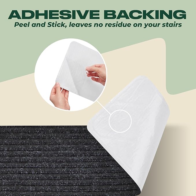 MBIGM 8" X 30" (7 in Pack) Non-Slip Carpet Stair Treads Non-Skid Safety Rug Slip Resistant Indoor Runner for Kids Elders and Pets with Reusable Adhesive - Black