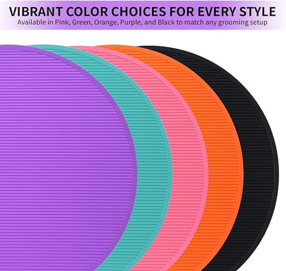 Pet Grooming Table Non-Slip Mat - Padded Mat for at-Home Grooming Dogs and Cats,Bathing Mat for Pets, Diameter: 22.4inch/57cm (Purple, Diameter: 22.4inch/57cm)