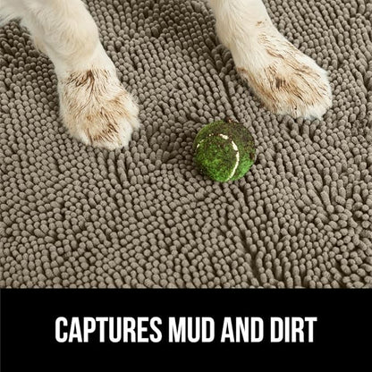 GORILLA GRIP SoakSTOPPER Dog Door Mat, Machine Washable Rug Absorbent Doormat Captures Moisture Mud Dirt, Quick Dry Soft Chenille Entryway Rugs Indoor Entrance Mats for Dog Paws, 24x17 Cappuccino