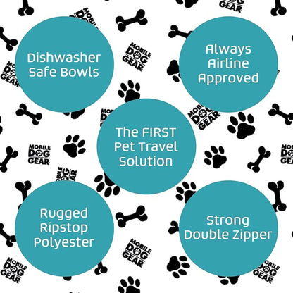 Mobile Dog Gear Week Away Dog Travel Bag (12"x6"x11", Heathered Gray) - Includes 2 Pet Food Storage Containers + 2 Collapsible Dog Water Bowls - Airline Approved Accessories, Great for Weekend Trips
