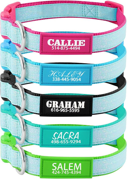 Personalized Dog Collars for Small & Large Dogs with Custom Name and Phone Numbers, Glow in The Dark Adjustable Glowing Luminous Collar(Fluorescent Glow)