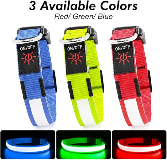 Illumifun Light Up Collar for Small Dogs, USB Rechargeable LED Dog Collar Glowing in The Dark, Safety Collar Light for Your Pups (Red, Small)