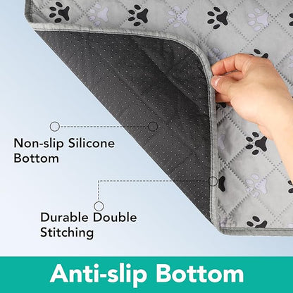 FUWERY Washable Pee Pads for Dogs ,34"X36", Thick Heavy Absorbency Reusable, Prevent Leakage, Non-Slip Pee Pads for Puppy Playpen,Potty Training, Grey, 2 Packs