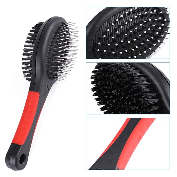 Double Sided Pet Brush, Professional Double Sided Pin & Brush for Dogs & Cats, Soft Salon Grooming Massage Clean for Pet(M)