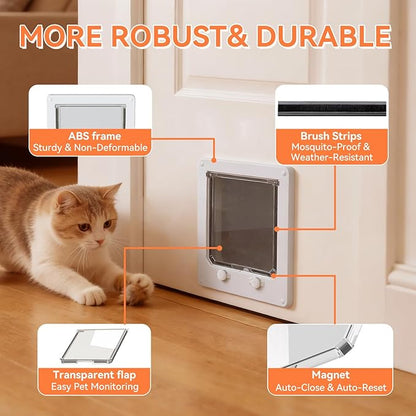 LIBBEPET Cat Door Interior Door, Indoor Cat Doors, Medium Pet Doors for Cats Up to 13 lbs(Frame Size 7.5" x 8.7"), Upgraded 4 Way Locking Kitty Door for Interior & Exterior Doors, Easy to Install