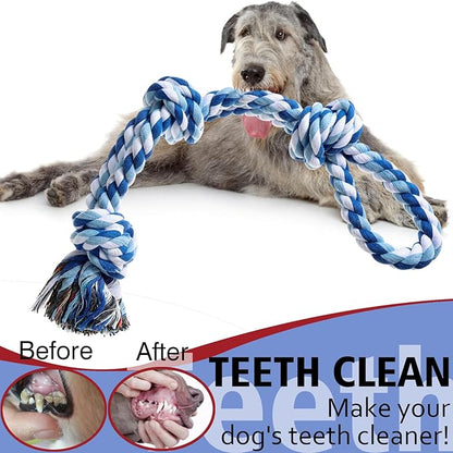 Dog Rope Toys Indestructible Dog Toys, Dog Chew Toys for Aggressive Chewers, Tough Puppy Teething Chew Toys for Boredom, Dental Cleaning Tug of War Dog Toy, Great for Small to Large Breed, Blue