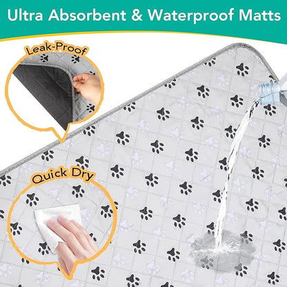 FUWERY Washable Pee Pads for Dogs ,36"X41", Thick Heavy Absorbency Reusable, Prevent Leakage, Non-Slip Pee Pads for Puppy Playpen,Potty Training, Grey, 2 Packs