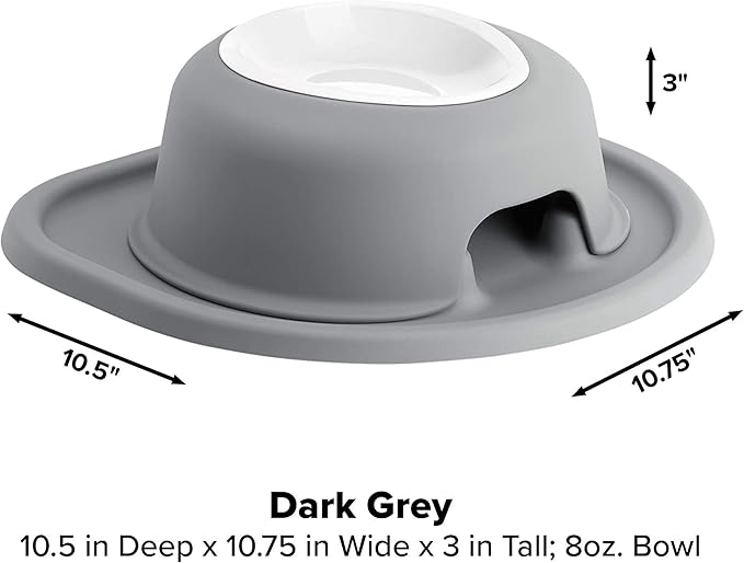 WeatherTech Single High Pet Feeding System w/Plastic Dog/Cat Bowls - 3" High Stand Dark Grey (PSH0803DGDG)