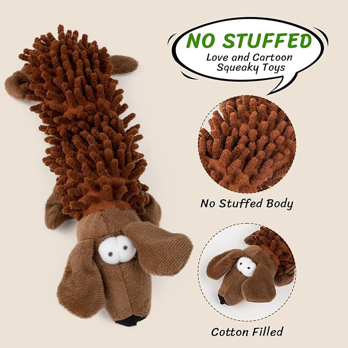 Pet Soft Dog Toys Squeaky - 6 Pack Cute Puppy Toys Plush Animals, No Stuffed Dog Chew Toy Interactive Pet for Small, Medium and Large Dogs