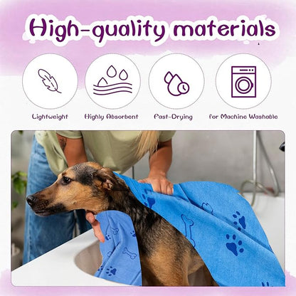 Dog Towels for Drying Dogs Bulk 20 x 40 Inch Quick Drying Pet Bath Towels Colorful Pet Grooming Towel Absorbent Microfiber Towel for Small Medium Large Dog Puppy Cat (Multicolor, 30)