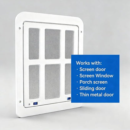 Namsan Magnetic Auto-Closing Cat & Small Dog Screen Door, 8.3 x 10.3 Inch Lockable Small Pet Passage Door for Sliding Doors/Windows, White - Easy Install Cat Screen Door