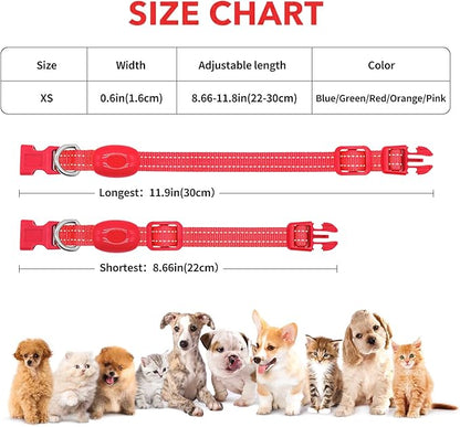 Illumifun Light Up Collar for Small Dogs, USB Rechargeable LED Dog Collar Glow in The Dark, Adjustable Cat Collar Light for Night Walking Camping (Red, X-Small)