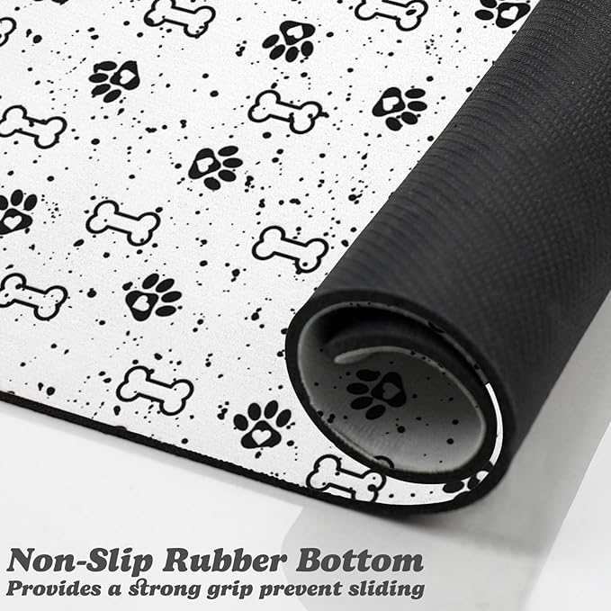 Dog Food Mats,Cat Absorbent Water Bowl Feeding Mats Pet Placemats for Food and Water Spot 12 * 20 inch
