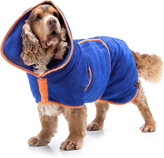 Lucky Pooch® Dog Robe - Luxurious Dog Bathrobe - Ultra Absorbent Dries Your Dogs in Minutes! Double-Layer, Super Soft Towel and Bath Robe All in One (XXL, Royal Blue)
