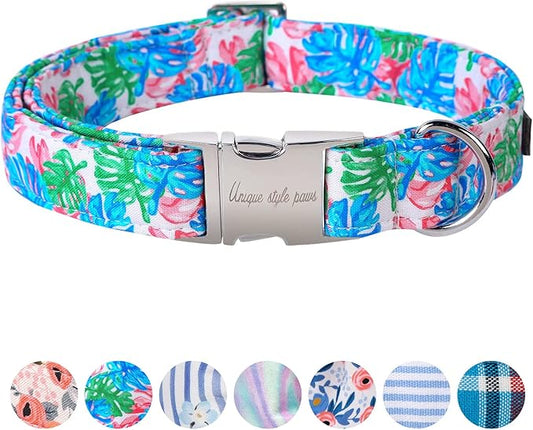 Unique Style Paws Metal Buckle Banana Leaves Dog Collar, Durable & Cute, Suitable for Small, Medium & Large Dogs, Unique Design, Superior Craftsmanship, Exceptional Customer Service