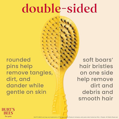 Burt's Bees for Pets Double Sided Brush for Large Dogs with Handle Made from Recycled Plastics Collected from Coastal Communities| 2-in-1 Dog Brush Removes Tangles While Smoothing Dog Fur