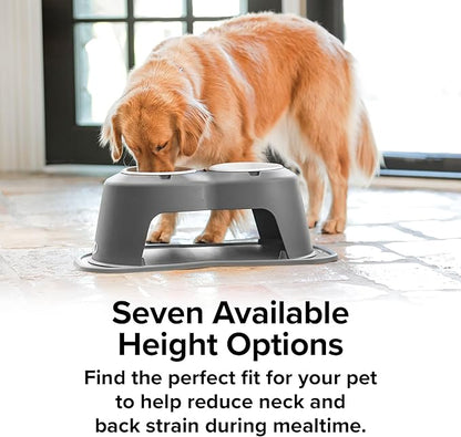 WeatherTech Double High Pet Feeding System - Elevated Dog/Cat Bowls - 10 inch High Light Grey (DHC6410LGLG)